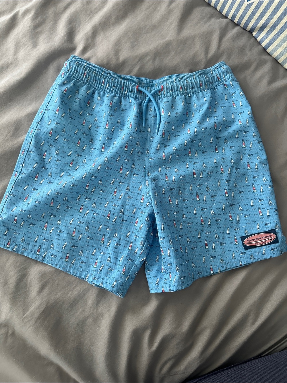 Vineyard Vines Sky Blue Buoy & Boat Print Swim Shorts
